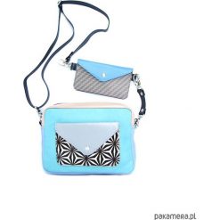 Torebka Double Bag - lazur z rozgwiazdami. Szare torebki klasyczne damskie marki Pakamera, ze skóry. Za 420,00 zł.