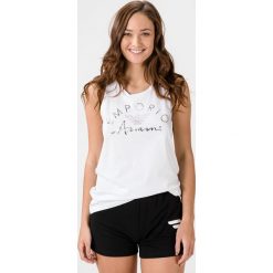 Emporio Armani Podkoszulek Biały. Białe podkoszulki damskie Emporio Armani, s, z nadrukiem, z bawełny, bez rękawów. Za 240,95 zł.