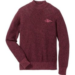 Sweter ze stójką Regular Fit bonprix czerwony rubinowy melanż. Czerwone swetry męskie bonprix, s, z haftami, ze stójką, bez kaptura. Za 54,99 zł.