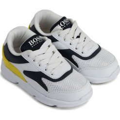 Boss - Buty dziecięce. Białe trampki chłopięce Boss, bez wzorów, z gumy, sportowe, z okrągłym noskiem, na sznurówki. W wyprzedaży za 449,90 zł.