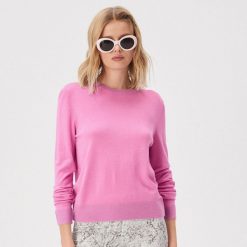 Sweter z długim rękawem - Różowy. Różowe swetry damskie Sinsay, s, bez wzorów, z długim rękawem, długie, bez kaptura. Za 39,99 zł.