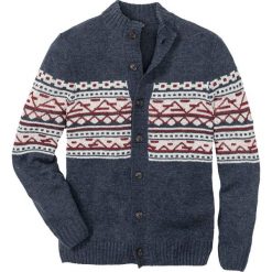 Sweter rozpinany Regular Fit bonprix niebiesko-beżowo-bordowy melanż. Niebieskie kardigany damskie marki bonprix, s, melanż. Za 79,99 zł.