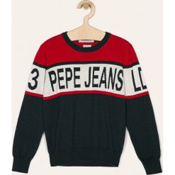 Pepe Jeans - Sweter dziecięcy Dany 128-180 cm. Swetry chłopięce Pepe Jeans, bez wzorów, z bawełny, z okrągłym kołnierzem. W wyprzedaży za 179,90 zł.