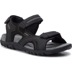 Sandały GEOX - U S.Strada D U8224D 050AU C9310 Black/Stone. Czarne klapki męskie Geox, ze skóry ekologicznej, bez zapięcia. Za 299,00 zł.