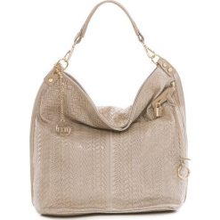 Shopper bag damskie: Skórzana torebka w kolorze szarobrązowym – 42 x 38 x 17 cm