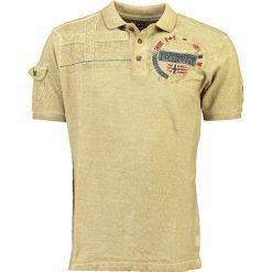 Koszulka polo w kolorze beżowym. Brązowe koszulki polo męskie Geographical Norway Men, m, z haftami, z bawełny, polo, bez rękawów. W wyprzedaży za 90,95 zł.