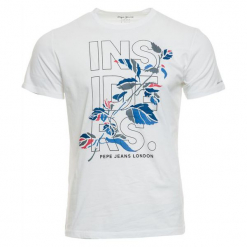 Pepe Jeans T-Shirt Męski Leone L Biały. Białe koszulki męskie marki Pepe Jeans, m, z nadrukiem, z jeansu, bez kołnierzyka. Za 189,00 zł.