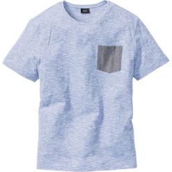T-shirt melanżowy z kieszonką z batystu bonprix niebieski melanż. Niebieskie koszulki męskie bonprix, s, bez wzorów, z tkaniny, bez kołnierzyka. Za 34,99 zł.
