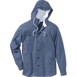 Koszula z długim rękawem, z kapturem Regular Fit bonprix indygo. Niebieskie koszule męskie bonprix, xl, bez wzorów, z kapturem, z długim rękawem. Za 89,99 zł.
