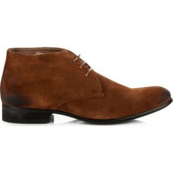 Buty zimowe męskie: Męskie skórzane brązowe Botki