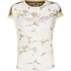 T-shirt AERONAUTICA MILITARE. Żółte bluzki damskie Aeronautica Militare, z aplikacjami, z bawełny, bez kołnierzyka. W wyprzedaży za 280,00 zł.