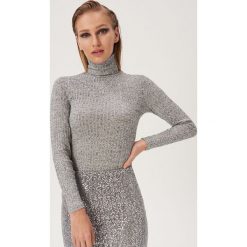 Prążkowany sweter z golfem - Jasny szary. Szare swetry damskie Sinsay, s, bez wzorów, prążkowane, bez rękawów, bez kaptura. Za 39,99 zł.