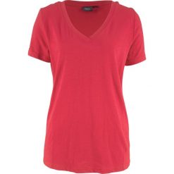 Shirt z dekoltem w serek, krótki rękaw bonprix czerwony. Czerwone koszulki damskie marki bonprix, bez wzorów, z dekoltem w serek. Za 27,99 zł.