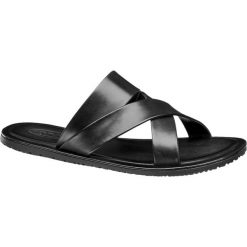 Klapki męskie AM SHOE czarne. Czarne klapki męskie AM SHOE, bez wzorów, ze skóry. Za 139,90 zł.