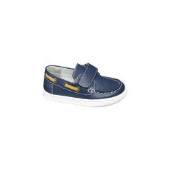 Granatowe mokasyny chłopięce Bobbi-Shoes zapinane na rzepy. Niebieskie mokasyny chłopięce na rzepy. Za 69,90 zł.
