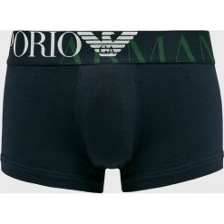 Emporio Armani - Bokserki. Niebieskie bokserki męskie Emporio Armani, bez wzorów, z elastanu. W wyprzedaży za 99,90 zł.