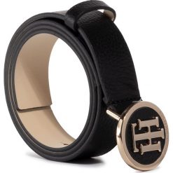 Pasek Damski TOMMY HILFIGER - Th Round Belt 3.0 AW0AW07662 BLK. Czarne paski damskie TOMMY HILFIGER, w paski, ze skóry. W wyprzedaży za 219,00 zł.