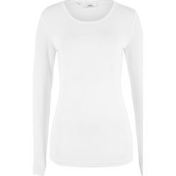 Wygodny shirt, długi rękaw bonprix biały. Białe koszulki damskie marki bonprix, bez wzorów, bez kołnierzyka. Za 54,99 zł.