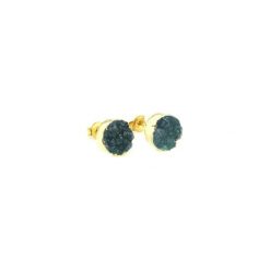 Earrings Druza Agat Modry złoto. Niebieskie kolczyki damskie marki Brazi druse jewelry, z agatem, złote, na sztyftcie. Za 170,00 zł.