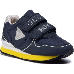 Sneakersy GUESS - Glorym Jr FT7GLR ELE12 NAVY. Niebieskie trampki chłopięce Guess, z aplikacjami, ze skóry, na rzepy. Za 259,00 zł.
