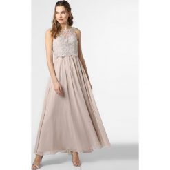Laona - Damska sukienka wieczorowa, beżowy. Brązowe sukienki damskie Laona, w koronkowe wzory, z szyfonu, eleganckie, bez kołnierzyka, bez rękawów. Za 699,95 zł.