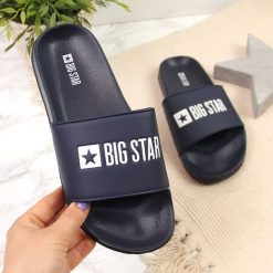 Klapki plażowe basenowe granatowe Big Star GG274A043 - granatowy. Niebieskie klapki damskie BIG STAR, bez wzorów, bez obcasa. Za 59,99 zł.