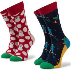 Zestaw 2 par wysokich skarpet unisex HAPPY SOCKS - XBDO02-4300 Kolorowy. Skarpetki damskie Happy Socks, bez wzorów, z elastanu. Za 74,90 zł.