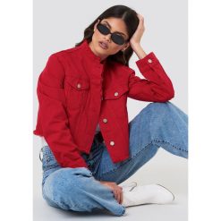 Kurtki damskie: NA-KD Trend Krótka kurtka jeansowa – Red