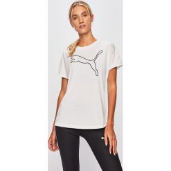 Puma - T-shirt. Białe bluzki damskie Puma, s, z nadrukiem, z bawełny, z okrągłym kołnierzem. W wyprzedaży za 114,90 zł.