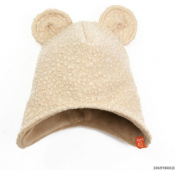 Czapka zimowa zakrywająca uszy - beżowy. Brązowe czapeczki niemowlęce marki Pakamera, na zimę, z polaru. Za 79,00 zł.