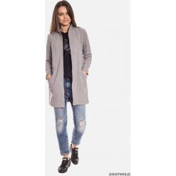 Szara długa bluza damska z zamkami w rękawach. Szare bluzy rozpinane damskie Pakamera, z długim rękawem, długie. Za 159,00 zł.