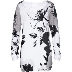 Sweter bonprix biało-srebrny. Białe swetry klasyczne damskie marki bonprix. Za 129,99 zł.