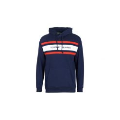 Bluzy Tommy Jeans TJM FLEECE HOODIE. Niebieskie bluzy męskie Tommy Jeans, s, bez wzorów, z jeansu, bez kołnierzyka, bez rękawów, bez kaptura. Za 373,20 zł.