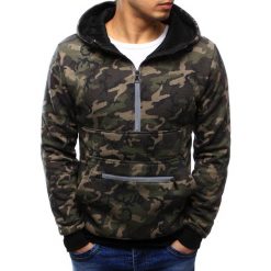 Bluzy męskie: Bluza męska z kapturem woodland camo (bx3421)
