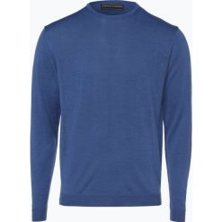 Finshley & Harding - Sweter męski z dodatkiem wełny merino, niebieski. Niebieskie swetry klasyczne męskie marki Finshley & Harding, l, z aplikacjami, z dzianiny. Za 129,95 zł.