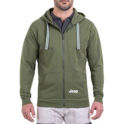 Bluza w kolorze zielonym. Zielone bluzy męskie Jeep, s, z nadrukiem, z kapturem, bez rękawów, bez kaptura. W wyprzedaży za 124,95 zł.