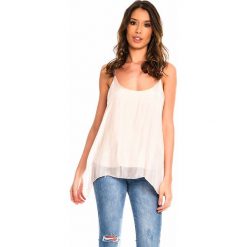 Jedwabny top w kolorze jasnoróżowym. Różowe topy damskie Silk Premium, s, bez wzorów, z jedwabiu, z okrągłym kołnierzem, bez rękawów. W wyprzedaży za 128,95 zł.