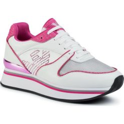 Sneakersy EMPORIO ARMANI - X3X046 XM308 R785 White/Silv/Whi/Pink. Białe półbuty damskie Emporio Armani, ze skóry ekologicznej. W wyprzedaży za 639,00 zł.