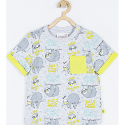Koszulka. Szare t-shirty chłopięce HANG WITH ME, z nadrukiem, z długim rękawem. Za 31,90 zł.