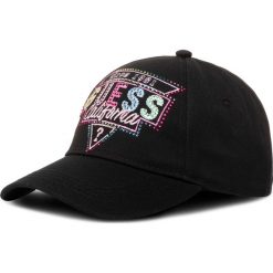 Czapka z daszkiem GUESS - Sheila AGSHE1 WH202 BLACK. Czarne czapki damskie Guess, z aplikacjami, z bawełny. W wyprzedaży za 79,00 zł.