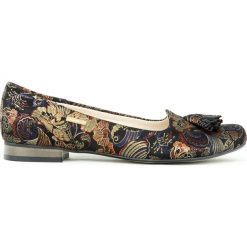 Eleganckie głębokie baleriny na obcasie - skóra naturalna - model 009 - kolor złota mozaika. Żółte baleriny damskie Zapato, bez wzorów, ze skóry, eleganckie, na niskim obcasie, na obcasie. W wyprzedaży za 173,40 zł.