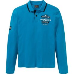 Shirt polo z długim rękawem i nadrukiem bonprix błękit laguny. Niebieskie koszulki męskie bonprix, s, z nadrukiem, polo, z długim rękawem, długie. Za 59,99 zł.