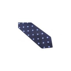 Granatowy krawat męski w niebieskie kwiatki D84. Niebieskie krawaty męskie Modini Moda Męska, na co dzień, w kwiaty, z tkaniny, casualowe. Za 49,50 zł.