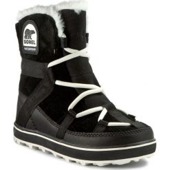 Śniegowce SOREL - Glacy Explorer Shortie NL2079 Black 010. Czarne śniegowce damskie marki Sorel, na zimę, ze skóry. W wyprzedaży za 389,00 zł.