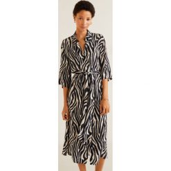 Mango - Sukienka Zebra. Białe sukienki damskie marki Mango, na co dzień, m, bez wzorów, z wiskozy, casualowe, bez kołnierzyka, bez rękawów, midi, proste. Za 229,90 zł.