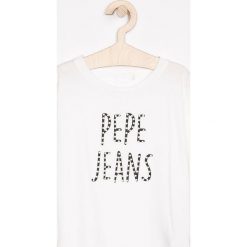 Pepe Jeans - Bluzka dziecięca 122-180 cm. Szare bluzki dziewczęce Pepe Jeans, z nadrukiem, z bawełny, z okrągłym kołnierzem, bez rękawów, bez kaptura. W wyprzedaży za 119,90 zł.