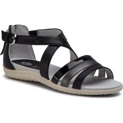 Sandały GEOX - D Sand.Vega B D92R6B 054AJ C0005 Black/Dk Grey. Czarne klapki damskie Geox, bez wzorów, ze skóry ekologicznej, bez obcasa. W wyprzedaży za 239,00 zł.