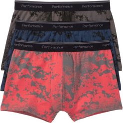 Bokserki (3 pary) bonprix czerwono-niebiesko-czarny z nadrukiem. Czerwone bokserki męskie bonprix, z nadrukiem. Za 50,97 zł.