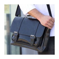 Torba męska na ramię SOLIER S25 czarna - Czarny. Czarne torby męskie na ramię Solier, w paski, z jeansu, vintage. Za 154,99 zł.