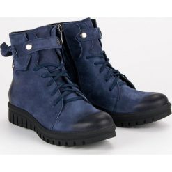 GRANATOWE BOTKI WORKERY VINCEZA. Niebieskie botki damskie na zamek Vinceza. Za 328,90 zł.